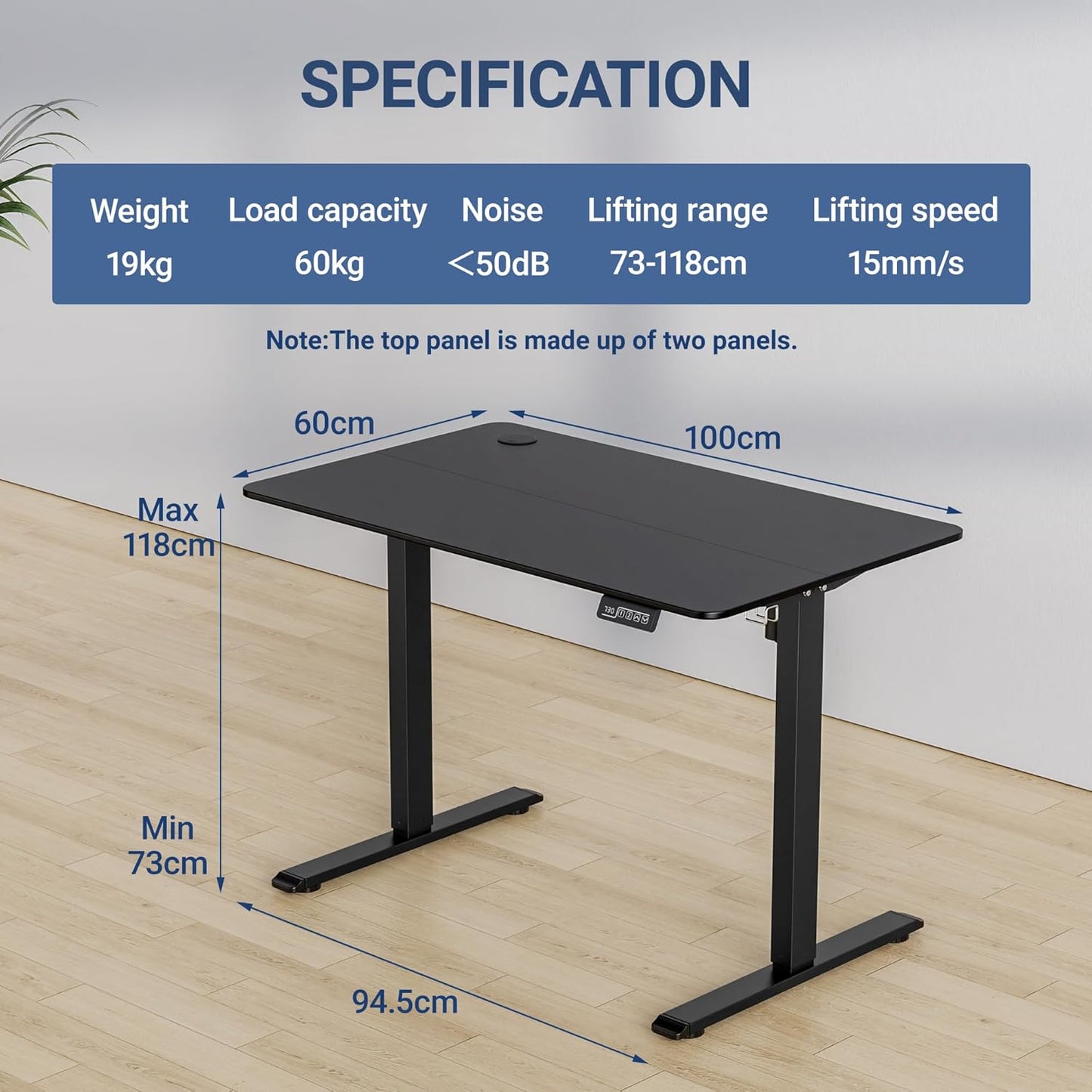 SMART STANDING TABLE - 100x60cm(Black)